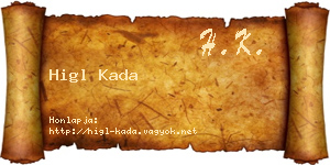 Higl Kada névjegykártya